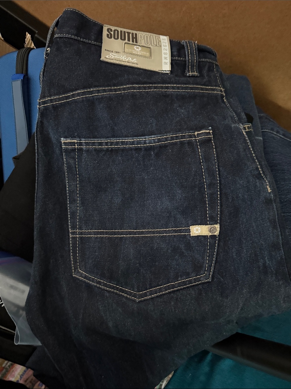 South Pole Men's Dark Indigo Relaxed Jeans